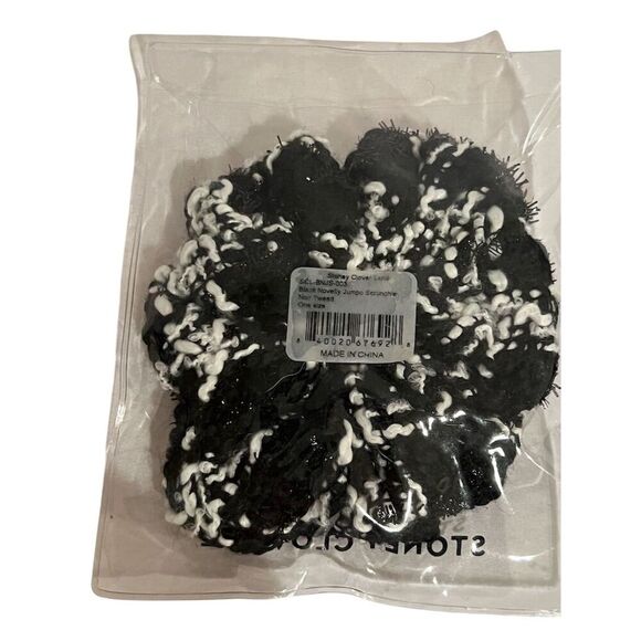Stoney Clover Lane Jumbo Scrunchie Noir Tweed Hair Accessory NWT - Picture 2 of 3